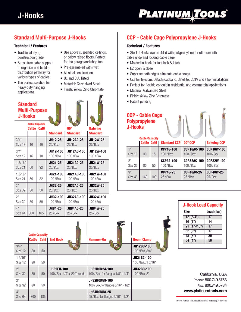 Platinum Tools JH813-100 Bridle Ring Wood Screw - 1 1/4" ID 100pc Box - Bulk CCTV Store