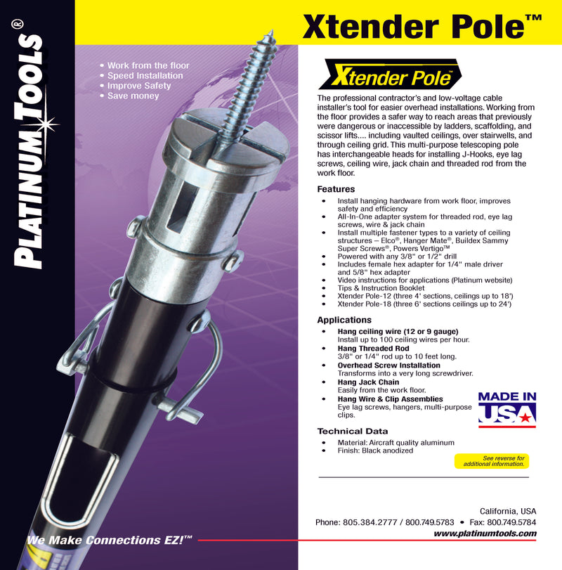 Platinum Tools JH718 Xtender Pole 18 Ceilings up to 24ft - Bulk CCTV Store