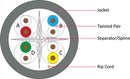 CAT6 Cable - Riser Rated - Gray PVC Jacket - 1000 Foot Pull Box - Bulk CCTV Store