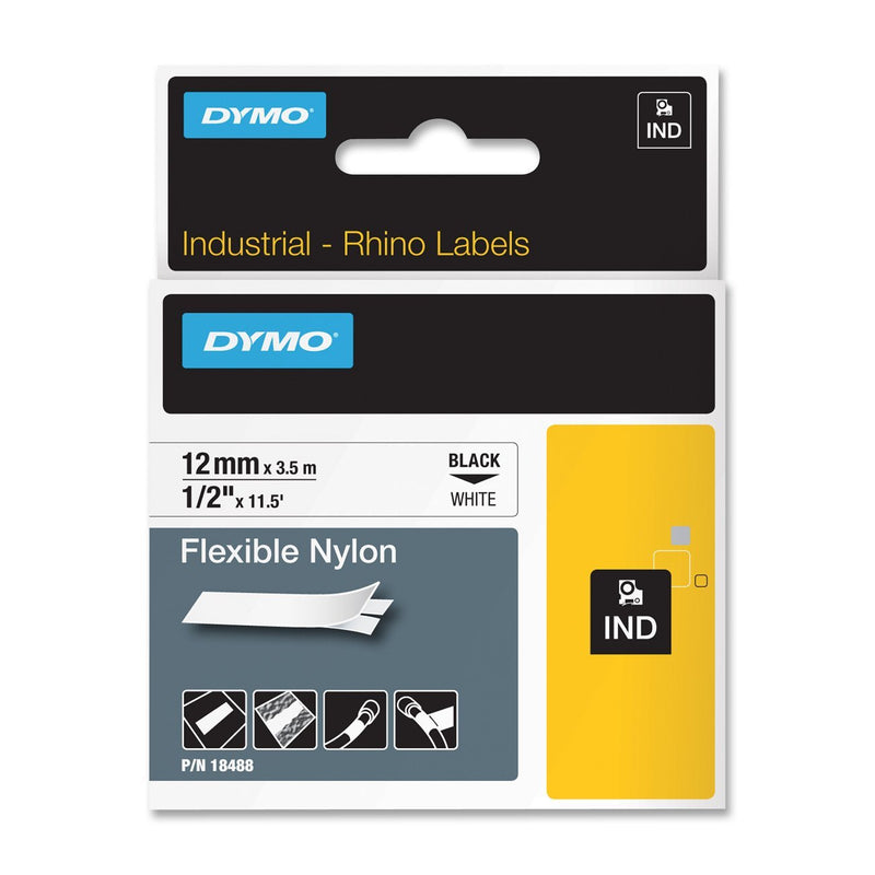 DYMO - 1/2" Flexible Nylon Labels - Black on White - Bulk CCTV Store