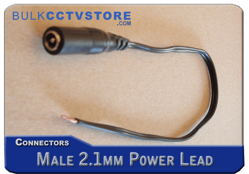 Male 2.1mm DC Plug With Power Lead - Bulk CCTV Store