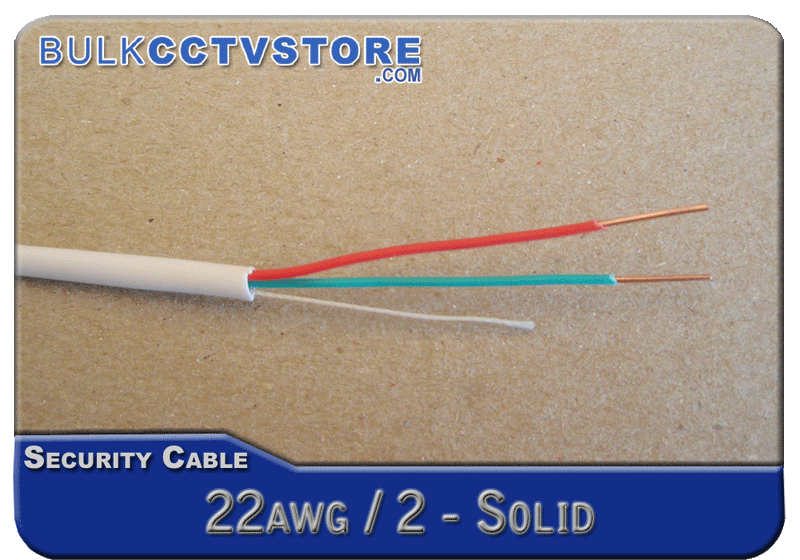 Security / Alarm Cable - 1000 Foot 22AWG 2 Conductor Solid Security Wire - Bulk CCTV Store