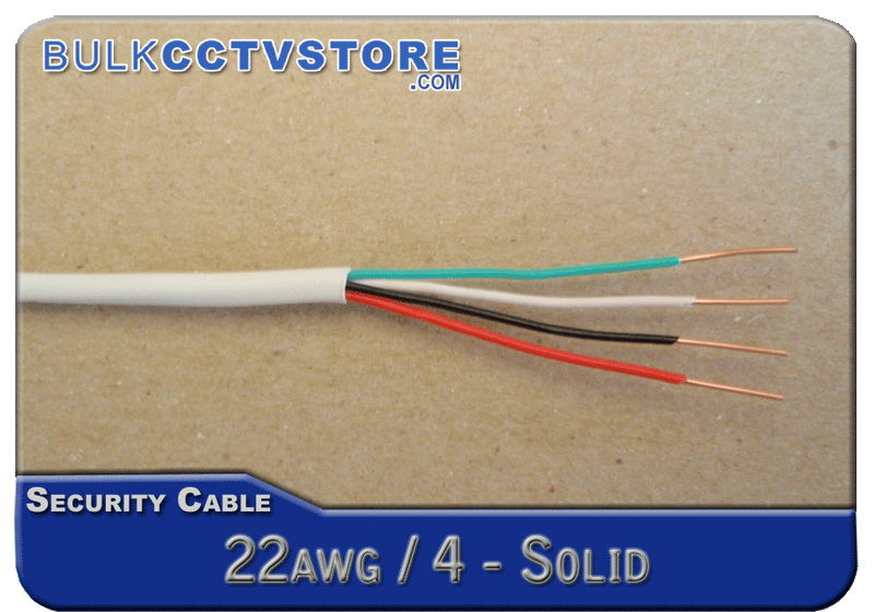 Security / Alarm Cable - 1000 Foot 22AWG 4 Conductor Solid Security Wire - Bulk CCTV Store