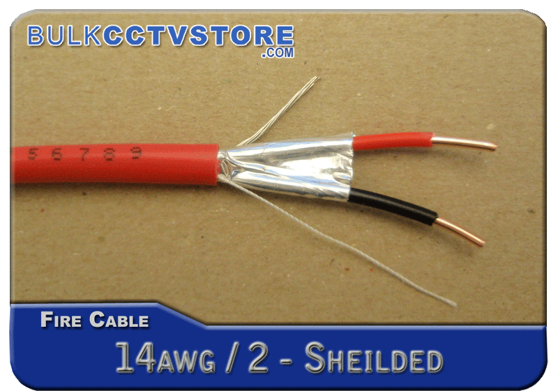 Fire / Alarm Cable - 14 AWG / 2 COND Wire Shielded - 1000 FT - FPLR/CL2R - Bulk CCTV Store