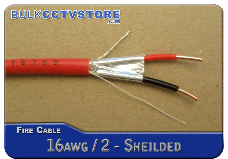 Fire / Alarm Cable - 16 AWG / 2 COND Wire Shielded - 1000 FT - FPLR/CL2R - Bulk CCTV Store