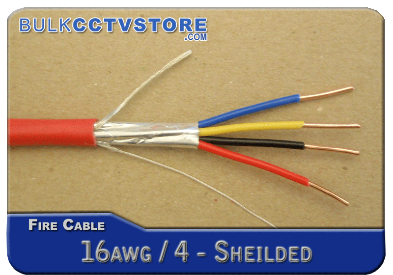 Fire / Alarm Cable - 16 AWG / 4 COND Wire Shielded - 1000 FT - FPLR/CL2R - Bulk CCTV Store