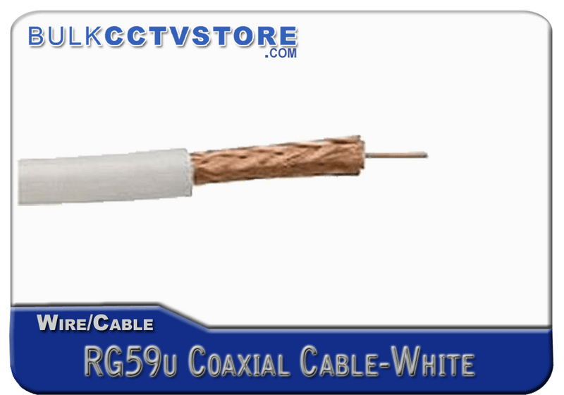 1000ft RG59/U Coaxial Cable 100% Copper Core, 95% Shield-White - Bulk CCTV Store