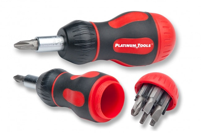 Platinum Tools 19120C 8-in-1 Ratcheted Stubby Screwdriver - Bulk CCTV Store